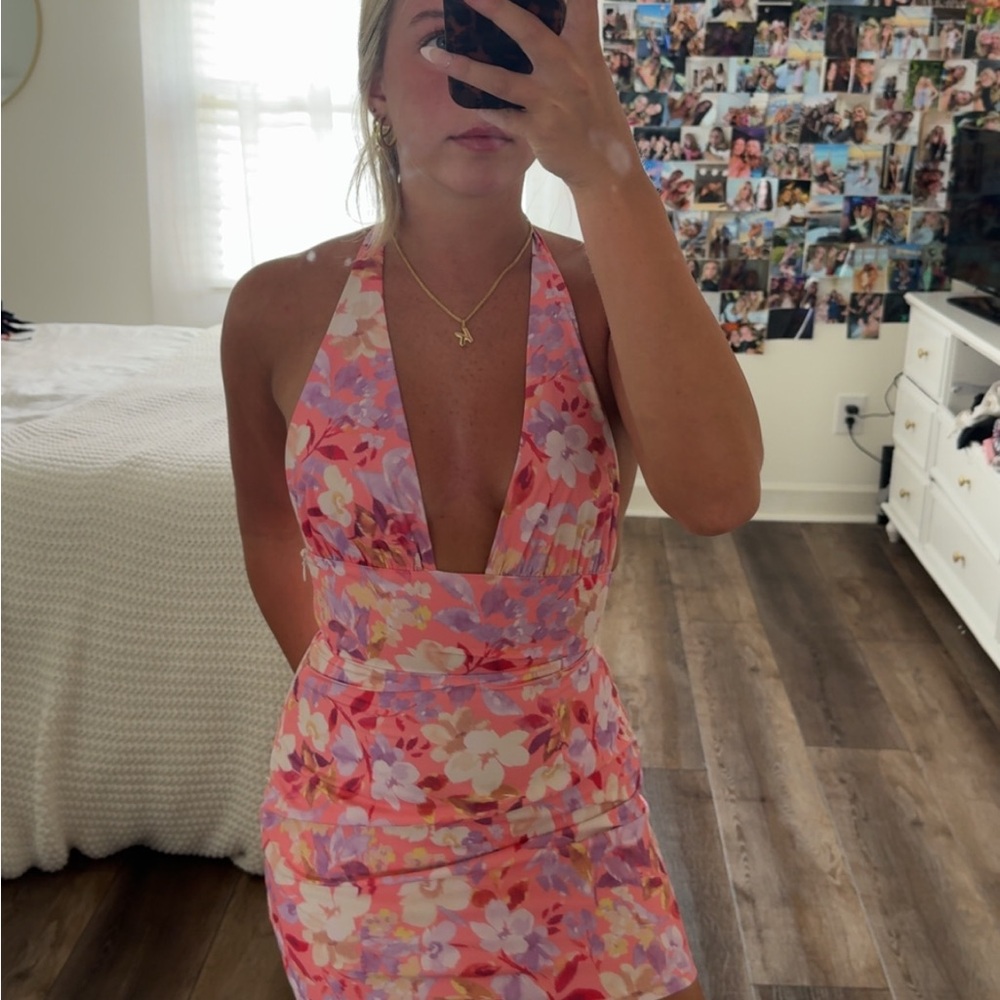 Floral Halter Neck Dress